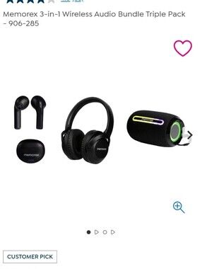 Memorex Black 3-in-1 Wireless Audio Bundle — Earbuds, Headphones & Speaker